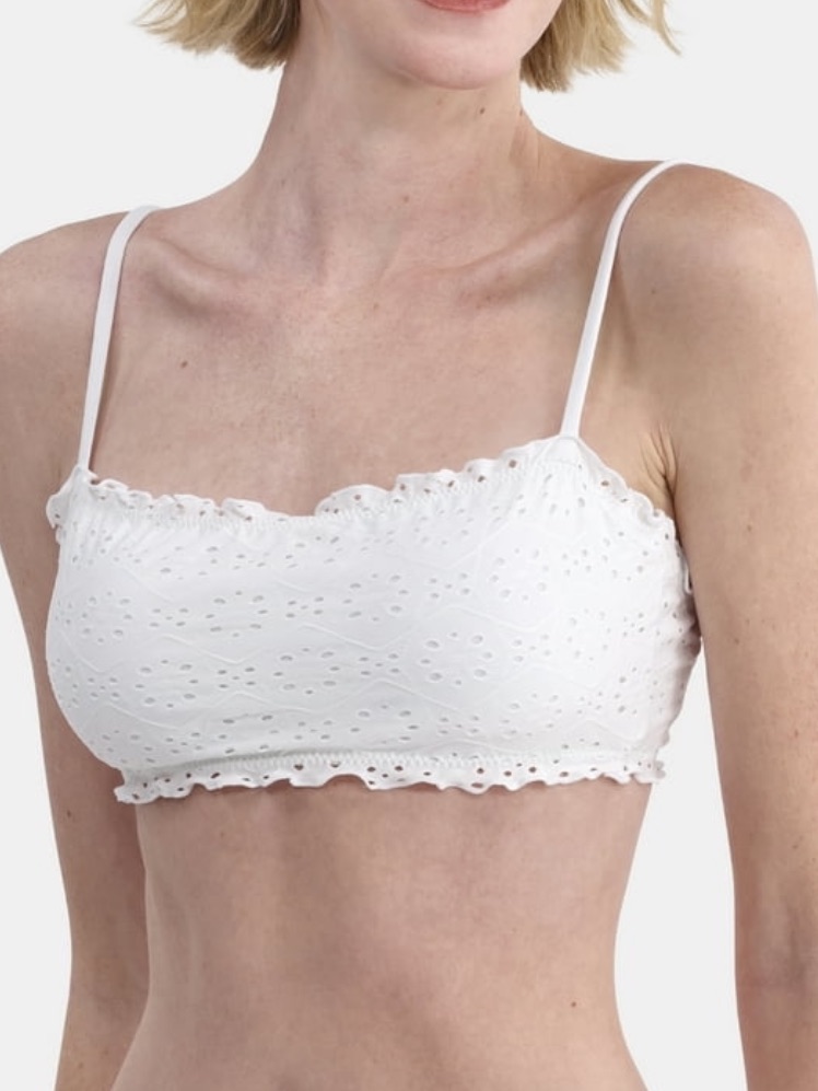 White Eyelet Lace Strapless Bandeau Top Size L 11/13